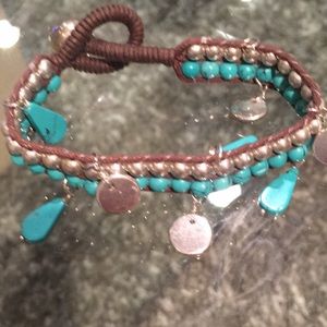 NWOT Turquoise & silver beaded bracelet.
